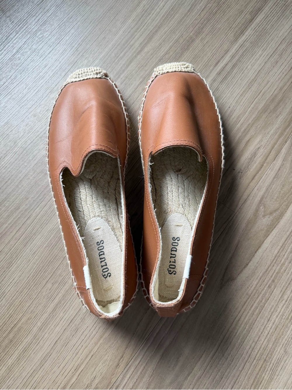 Soludos Women's Cognac Leather Espadrille Slip-Ons